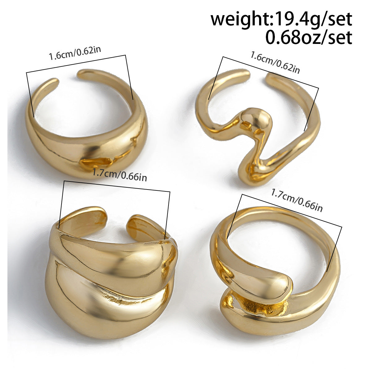 Planderful Vienna Verve Geometric Open Ring Lava Metal Texture For Modern Fashion Lovers