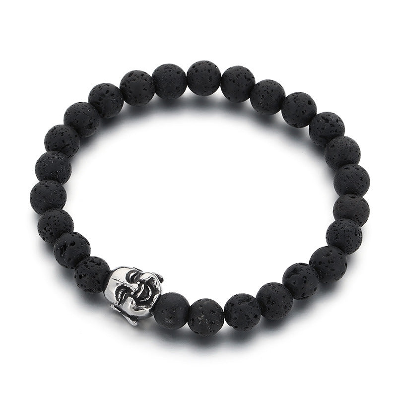 Planderful Volcanic Stone Beaded Bracelet For Men Buddha