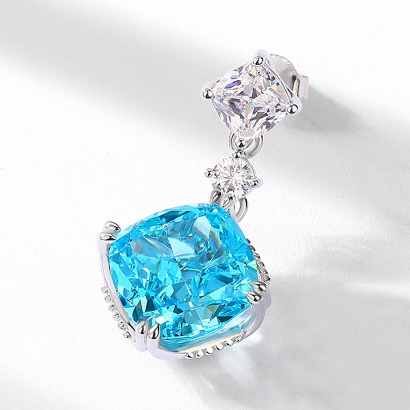 S925 Sterling Silver High-Carbon Stone Flower Ice-Cut Stud Earrings