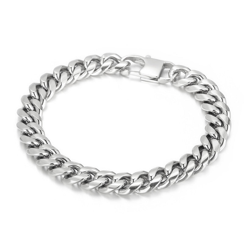 Trendy Titanium Steel Men's Cuban Bracelets and Necklaces - Hip-hop Jewelry Inspired by European and American Rock Culture
