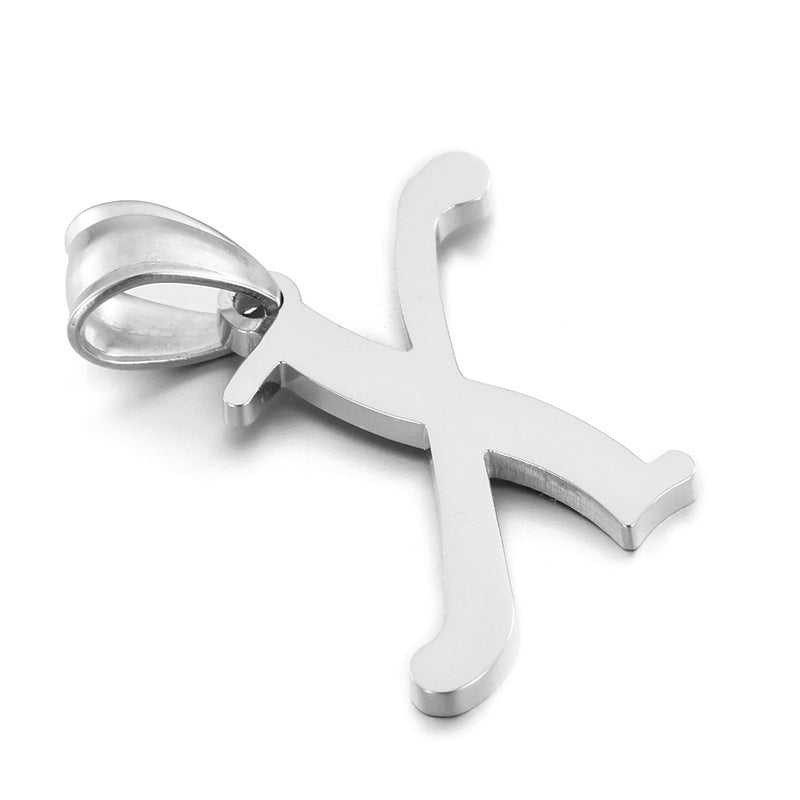 Men's And Women's Letter Pendants, Stainless Steel Glossy 26-Letter Titanium Steel Necklace