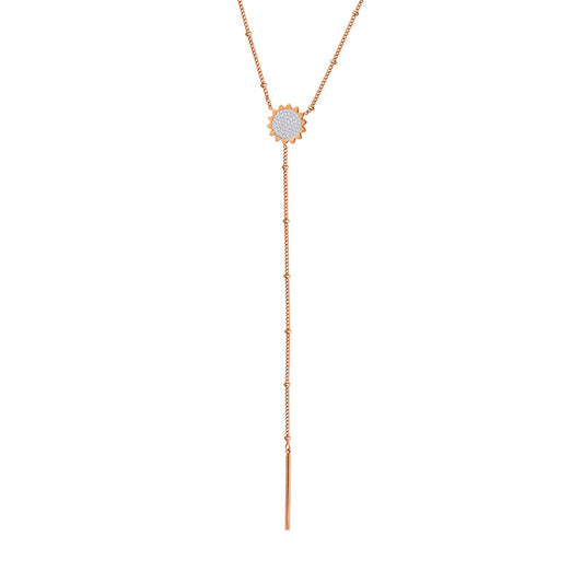 Gemstone Stardust Titanium Necklace Pendant with Zircon Embellishments
