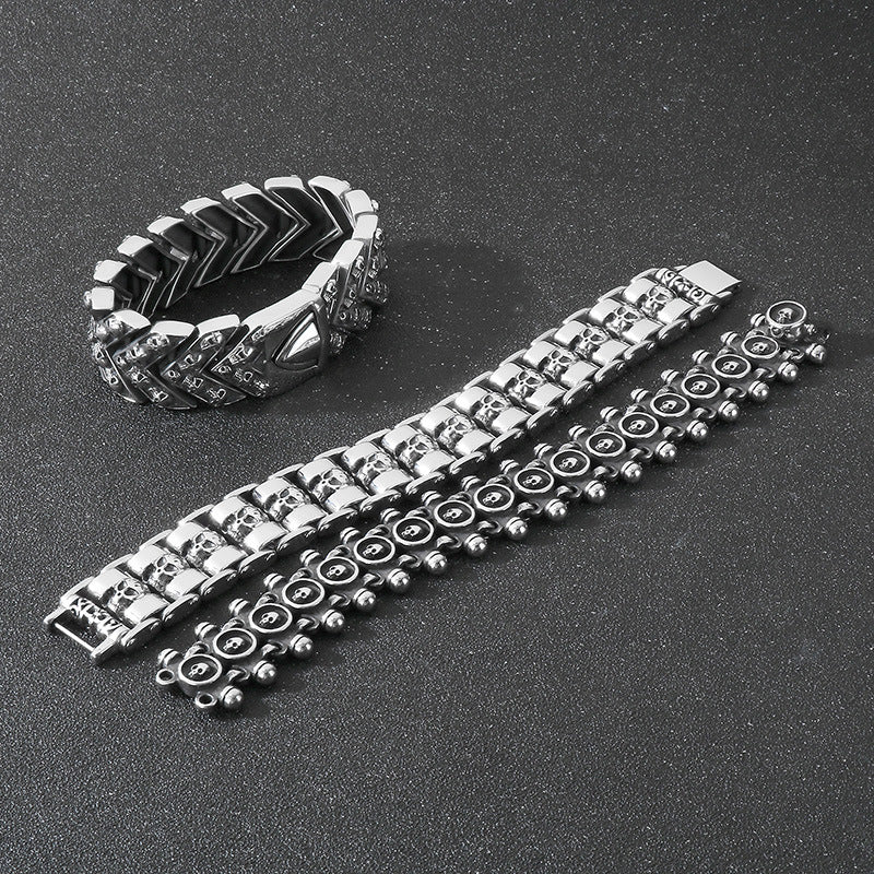 Planderful Everyday Genie Ghost Skull Titanium Men Bracelet