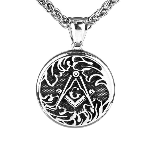 Vintage Men's Jewelry AG Freemason Medal Pendant Necklace