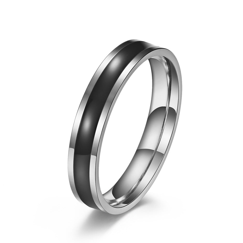Stainless Steel Black & White Rubber Neutral Couple Ring – Unisex Wedding Engagement
