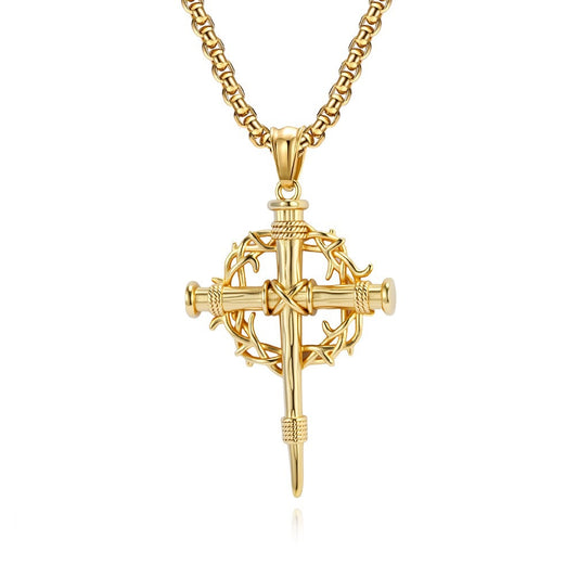 Punk Cross Stainless Steel Men's Pendant Necklace