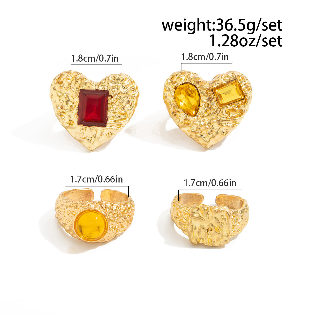 Planderful Vienna Verve Lava Love Ring For Women Geometric Zircon Statement Jewelry
