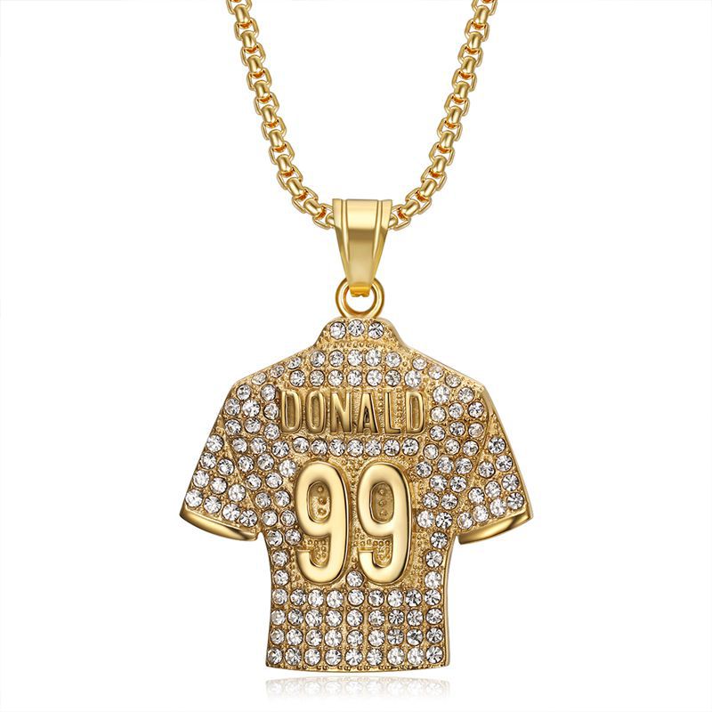 Hip Hop Necklace Titanium Steel Gold Plated Zircon NFL Jersey No 99 Pendant For Fans By Planderful Everyday Genie