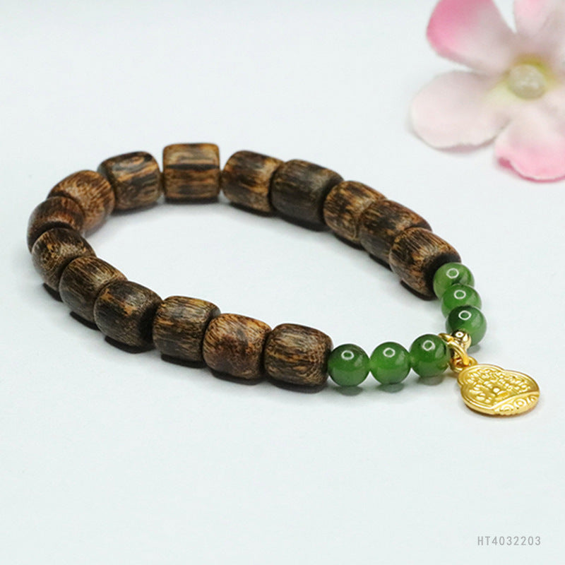 Hetian Jasper & Agarwood Bead Bracelet