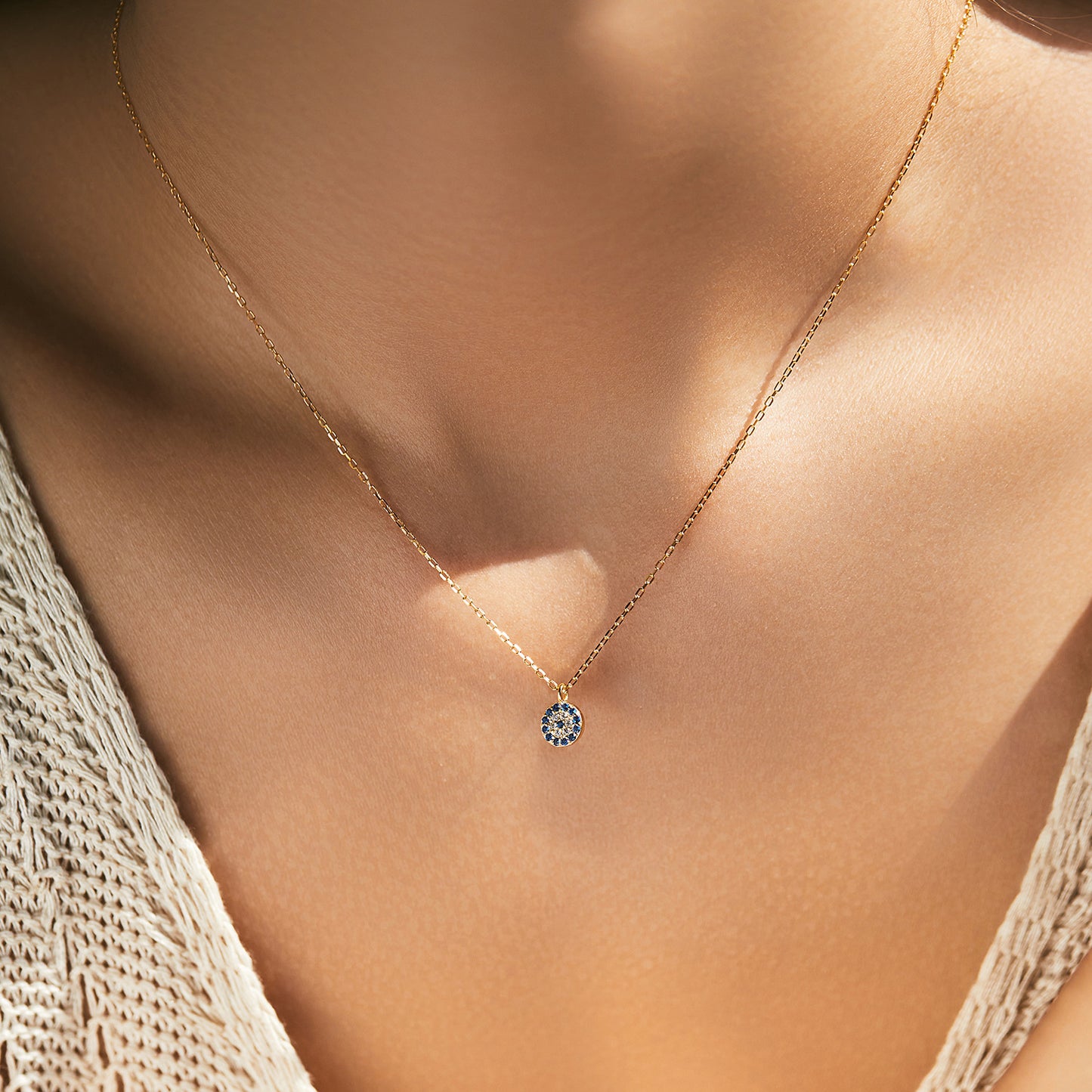 S925 Sterling Silver Blue Zircon Everyday Necklace