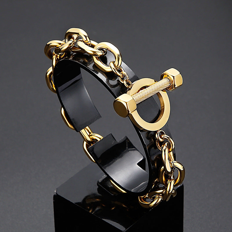 Planderful Everyday Genie Black Barbell Bracelet For Men