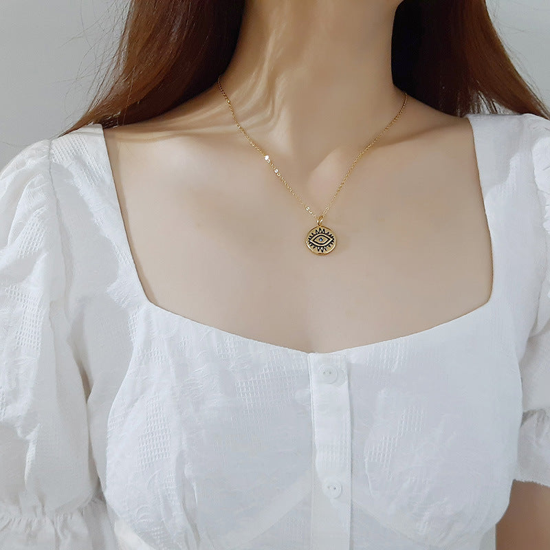 Titanium Steel Necklace Gold Women's European Jewelry Zircon