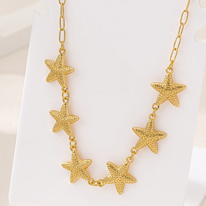Planderful Vienna Verve Necklace – Stylish Metal Starfish Design for Beach Vacations