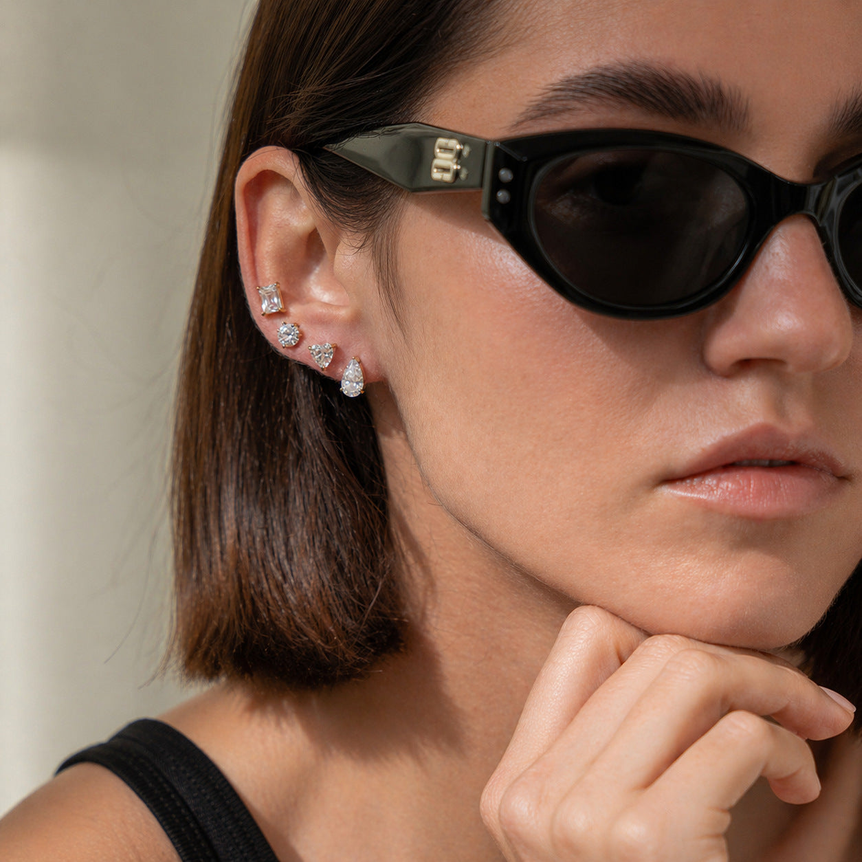 Planderful Vienna Verve Love Shaped Zircon Stainless Steel Stud Earrings For Daily Wear Fashion Lovers