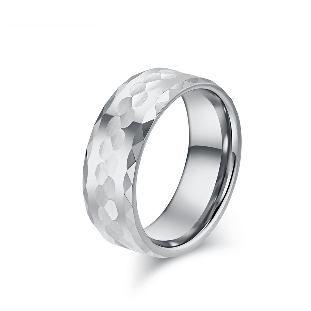 Simple Design Wind Men's Tungsten Steel Gold Ring Jewelry