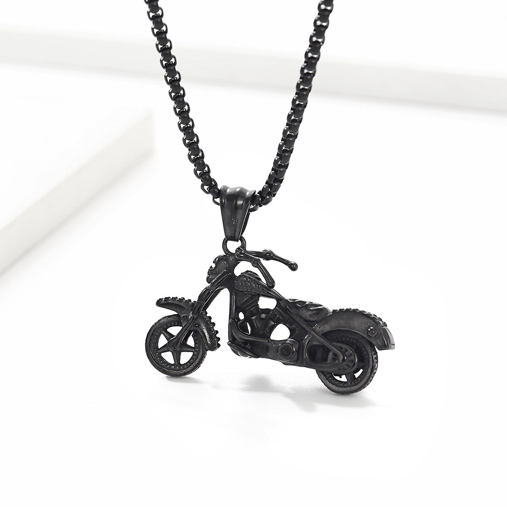 Elegant Skull Titanium Steel Motorcycle Necklace for Men