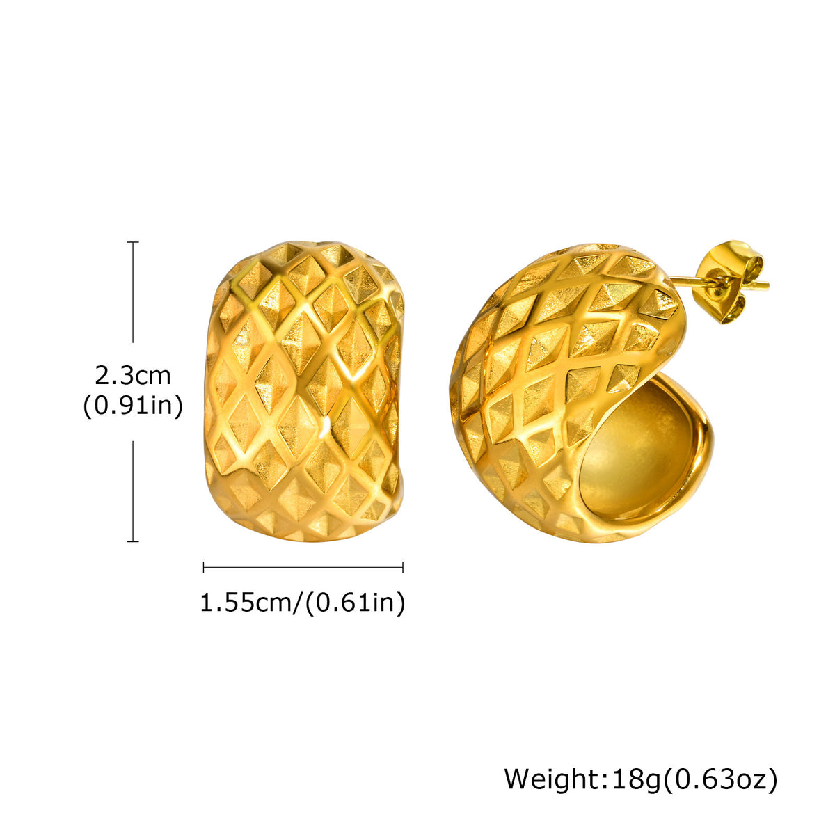 Gold-Tone Textured Statement Earrings — Multiple Styles