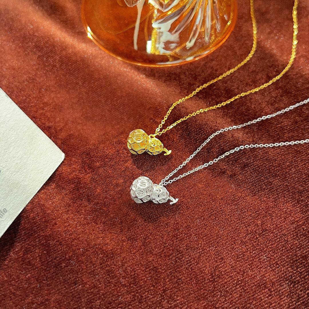 S925 Sterling Silver Hollow Filigree Gourd Necklace Women's Trendy Collarbone Chain