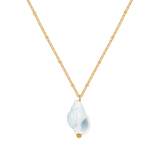 Ocean Wind Stainless Steel Ceramic Conch Bead Chain Necklace Women's Ocean Series Leisure