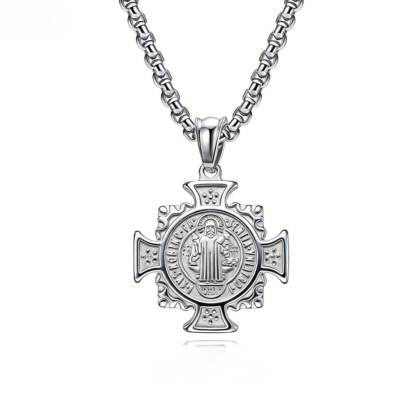 Planderful St Benedict Exorcist Necklace Titanium Steel Non Fading Pendant For Everyday Gothic Fashion