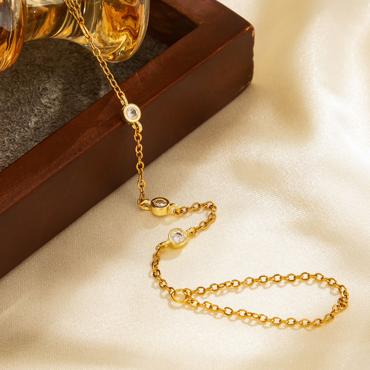 Planderful Vienna Verve Stainless Steel Snake Chain Bracelet With Zircon Beads For Women Elegant Statement