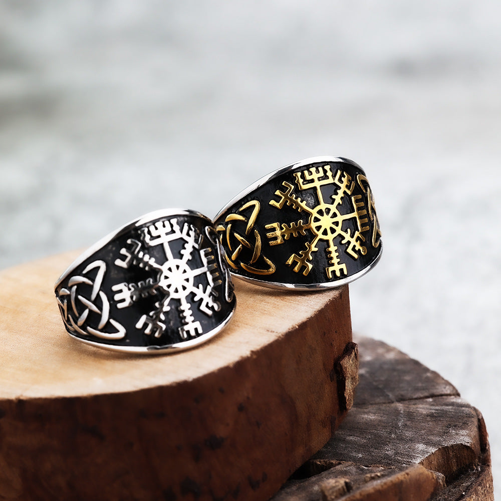 Cross-Border New Products Viking Ring Celtic Knot Snowflake Rune Men's Ring Wholesale
