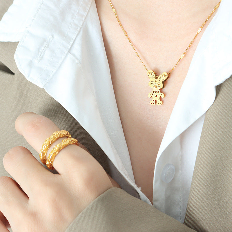 Rabbit Punk Cartoon Necklace - Trendy Gold-Plated Jewelry for Women