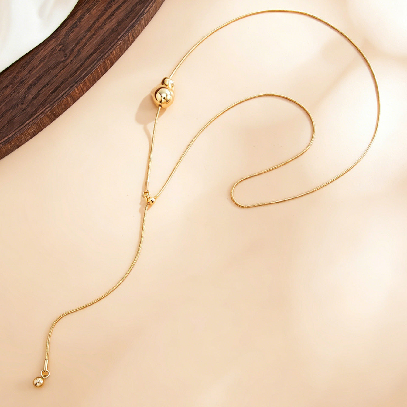 Y-Shaped Baroque Colored Pearl Necklace Stainless Steel Adjustable Fine Snake Bone Chain