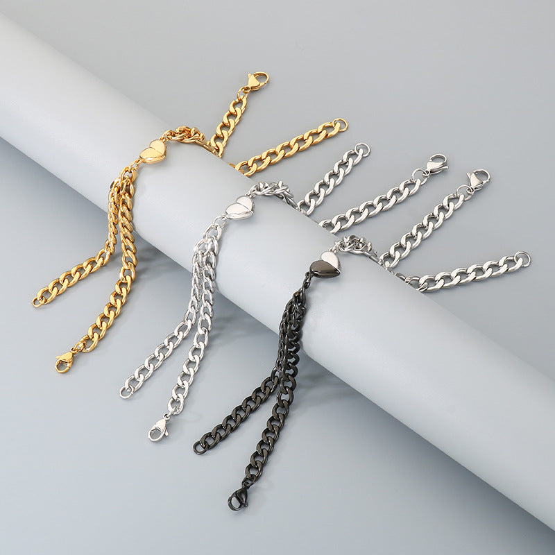 Niche Love Magnetic Bracelet Couple Style – Nk Chain Heart-Shaped Magnet Unisex Titanium