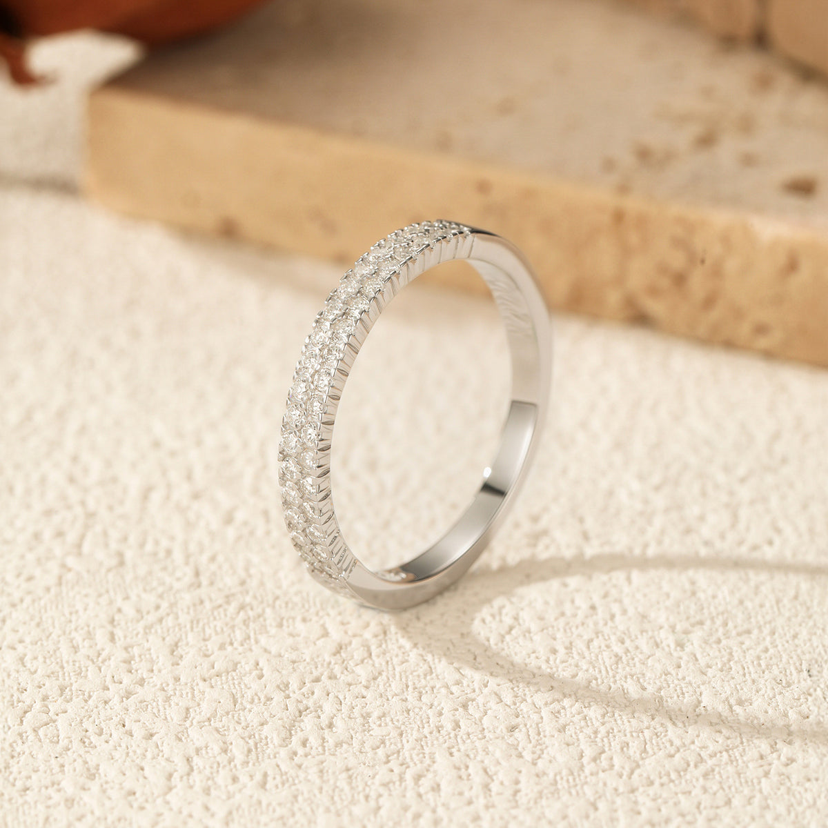 S925 Sterling Silver Slim Moissanite Row Band