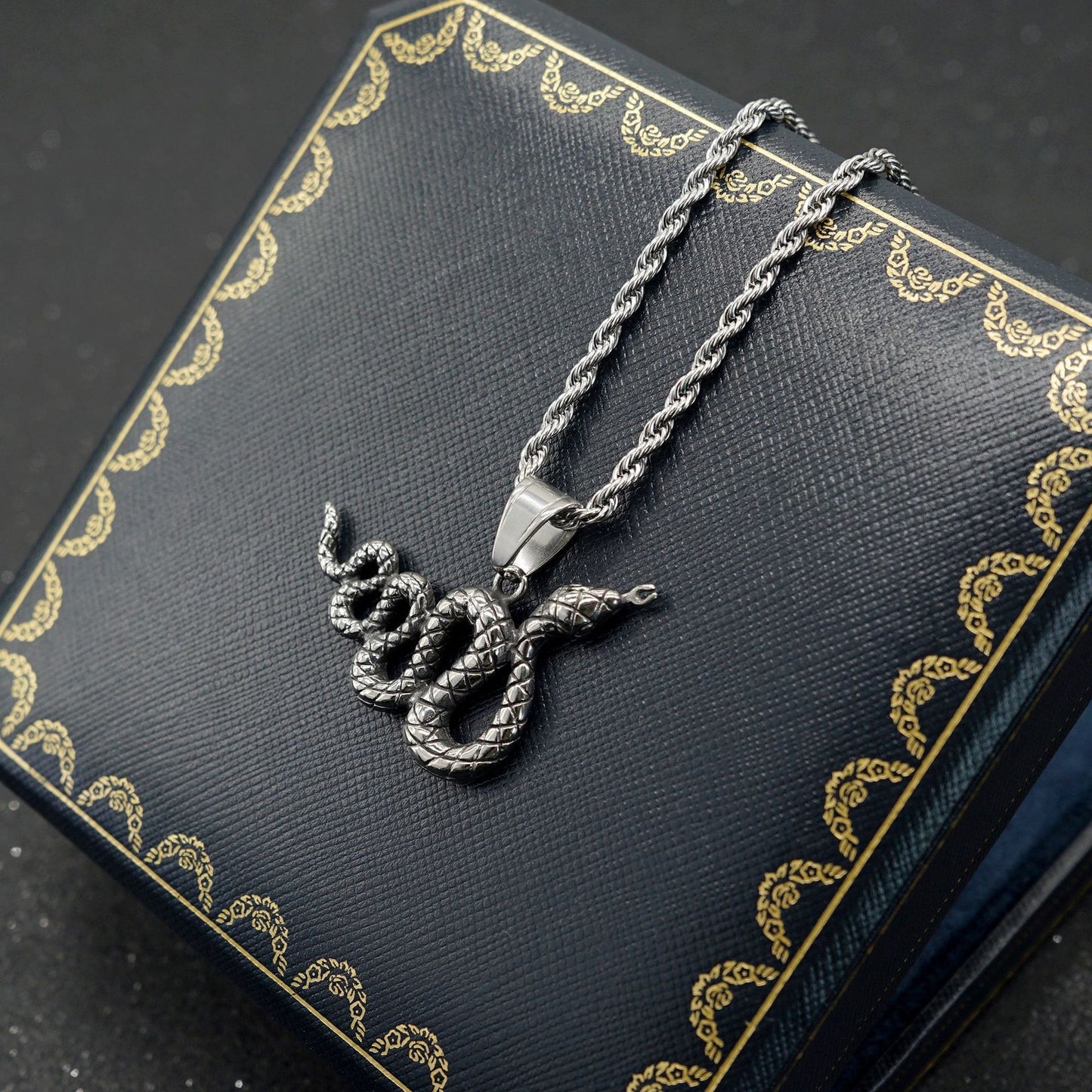 Steel Necklace – Vintage Snake Pendant Necklace