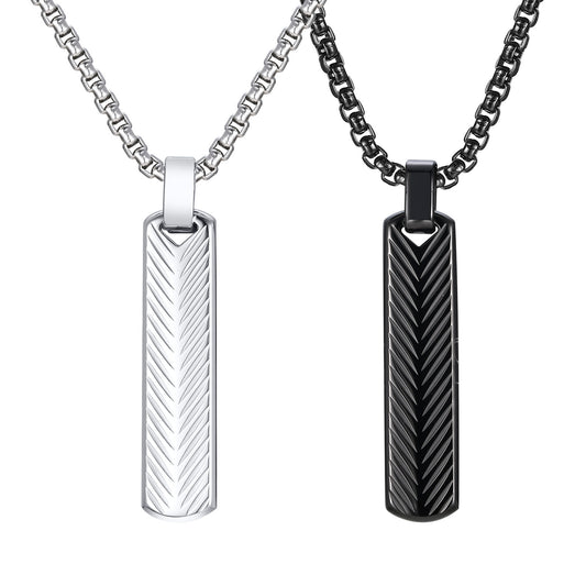 Geometric One-Word Strip Titanium Steel Flower Pendant for Men