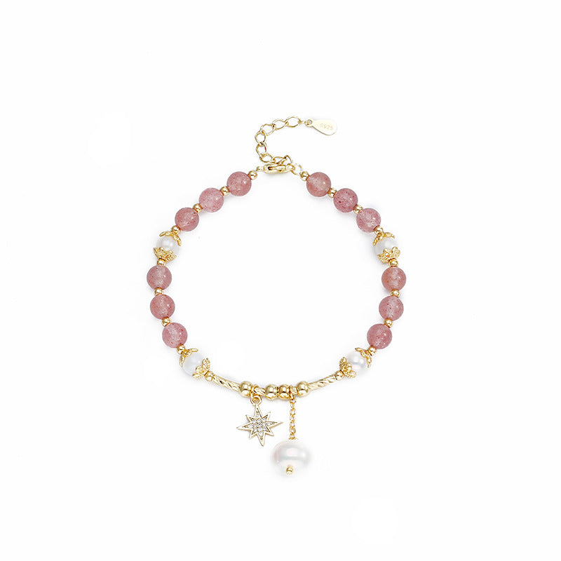 Fresh Pearl and Crystal Six-Pointed Star Bracelet