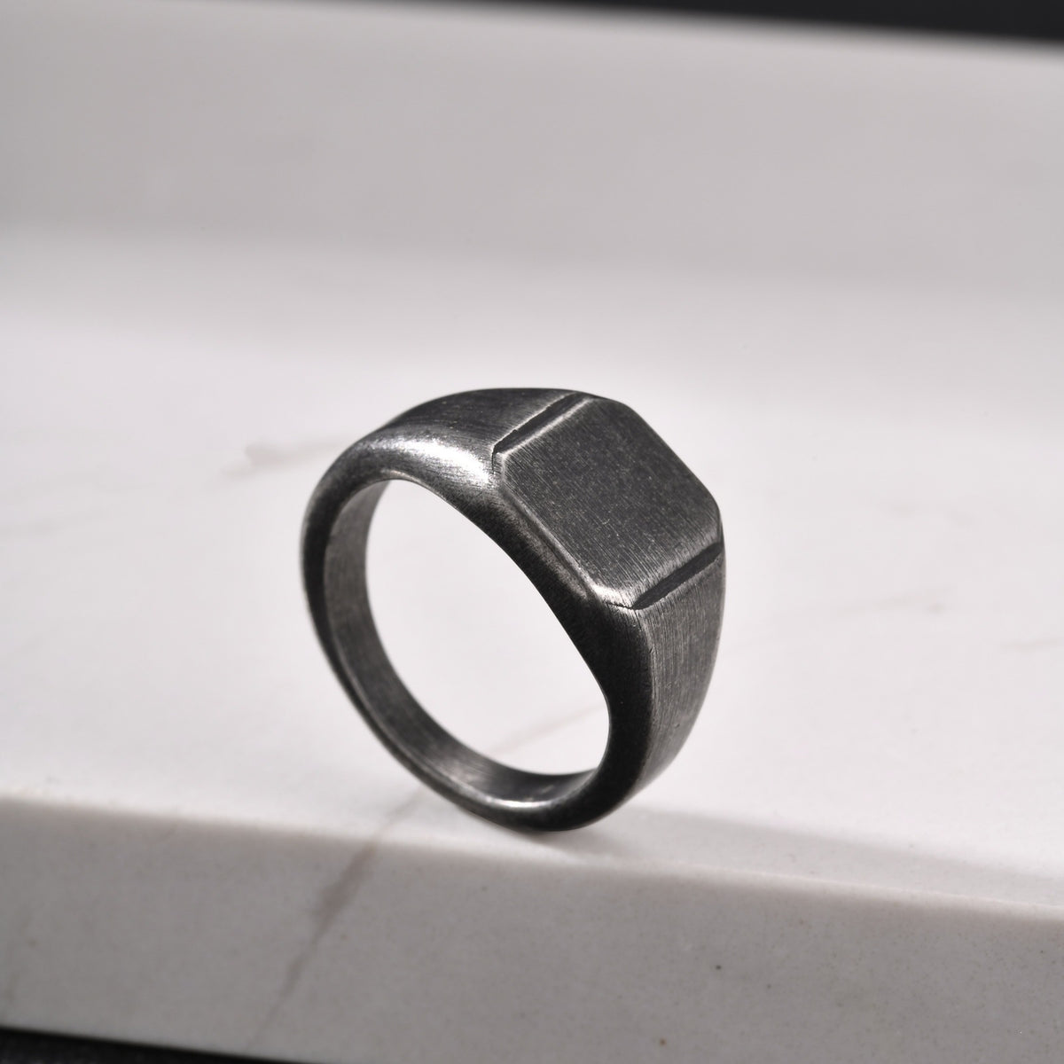 Men's Ring – Stainless Steel Sand Square Face Seal