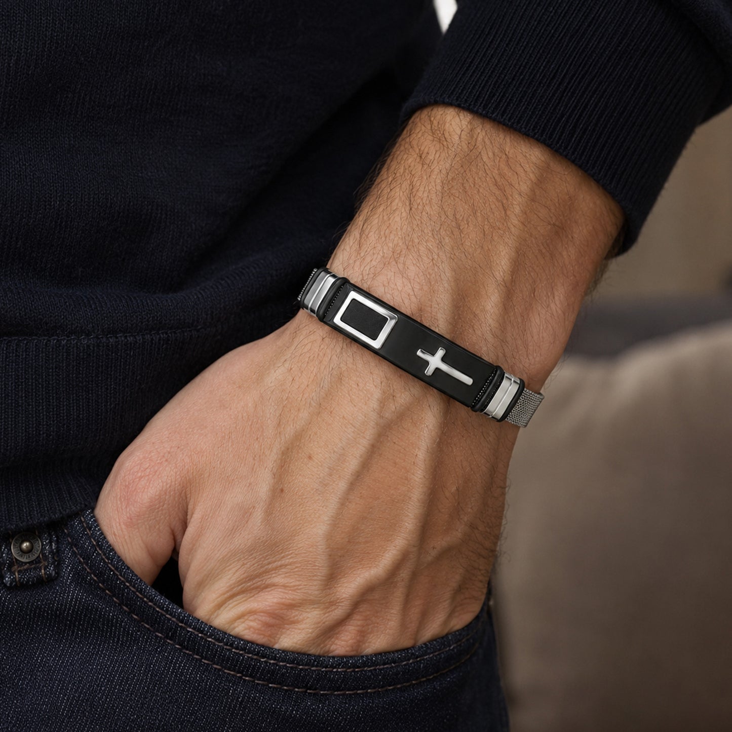 Stainless Steel Cross Bracelet Adjustable Unisex Premium Jewelry By Planderful Everyday Genie For Men And Women