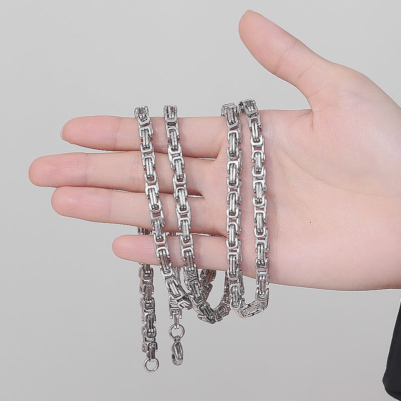 Stainless Steel Necklace - Statement Byzantine Emperor Chain