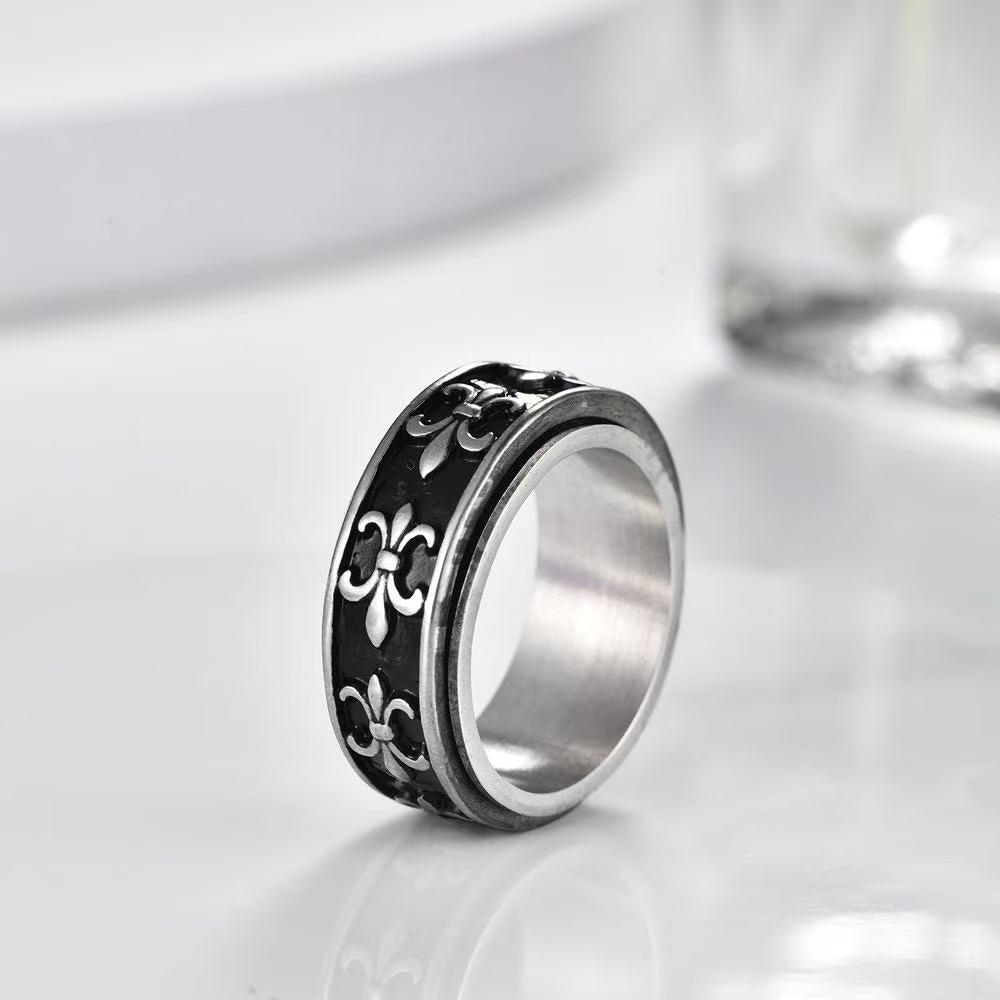 Planderful Stainless Steel Ring Rotating Cross Design For Men Edgy Punk Style Bold Statement