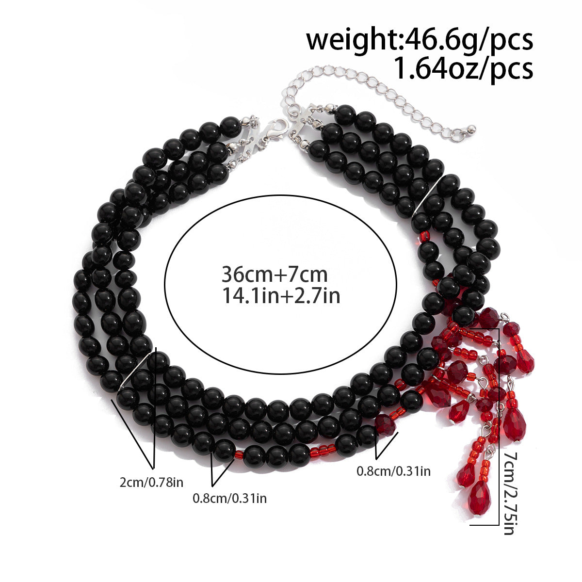 Gothic Pearl Heart Blood-Drip Layered Necklace