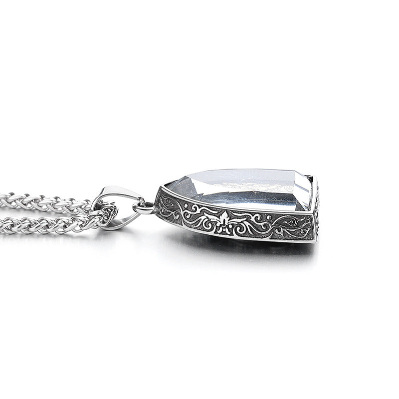Steel Necklace – Elegant Chinese Buddha Amulet Pendant With Eight Guardian Deities