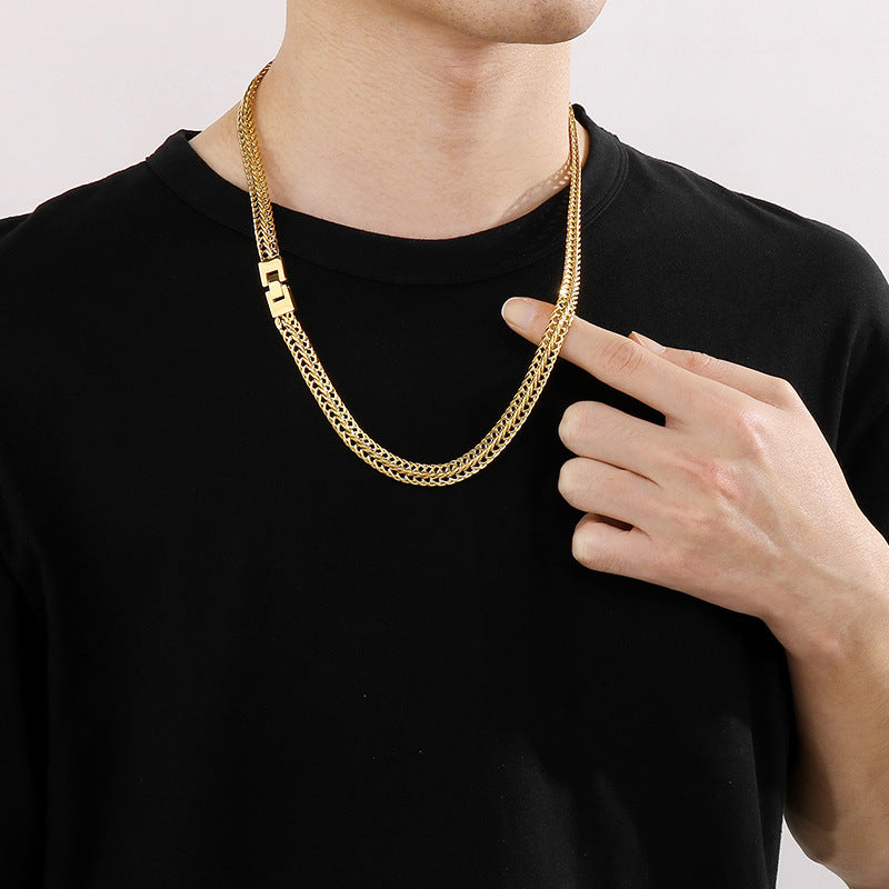 Tide Brand Keel Snake Bone Chain Hiphop Rock Cool 9mm Buckle Sweater Chain Necklace
