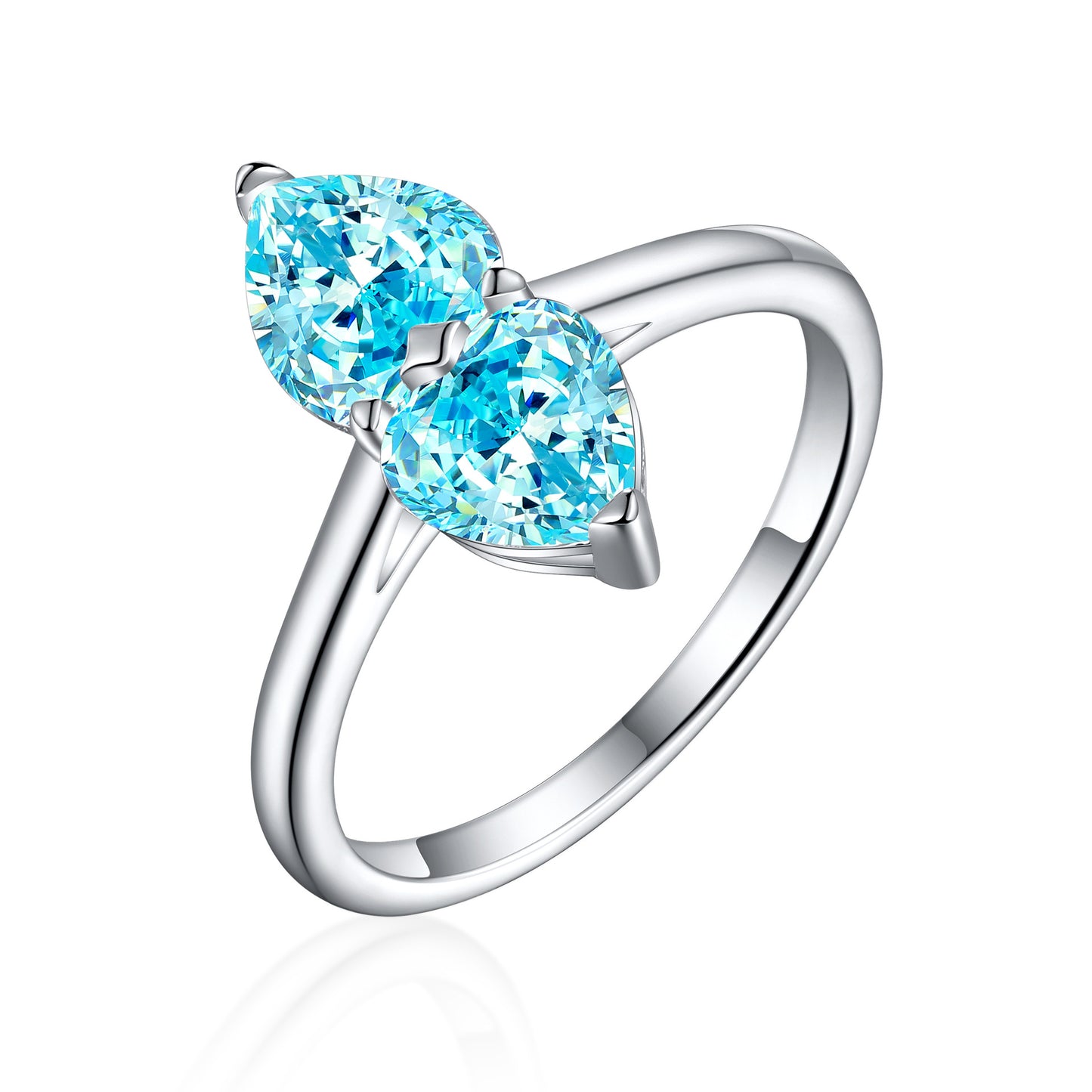 New S925 Sterling Silver Double Heart Love Ring with Zircon