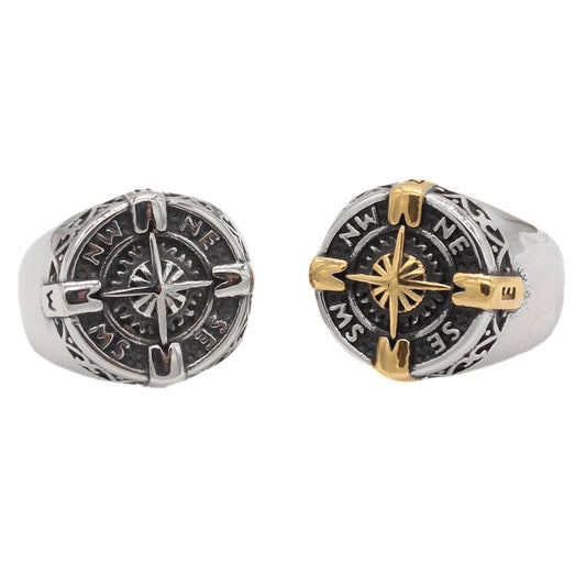 Planderful Compass Ring Titanium Steel for Men Unisex Durable Sailing Style Everyday Genie Collection
