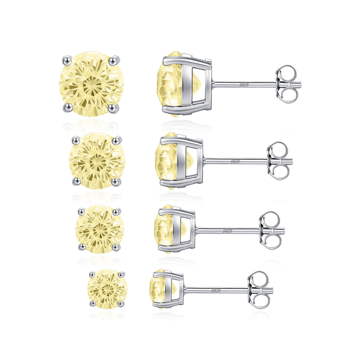 925 Sterling Silver Soft Yellow Fireworks-Cut Earrings