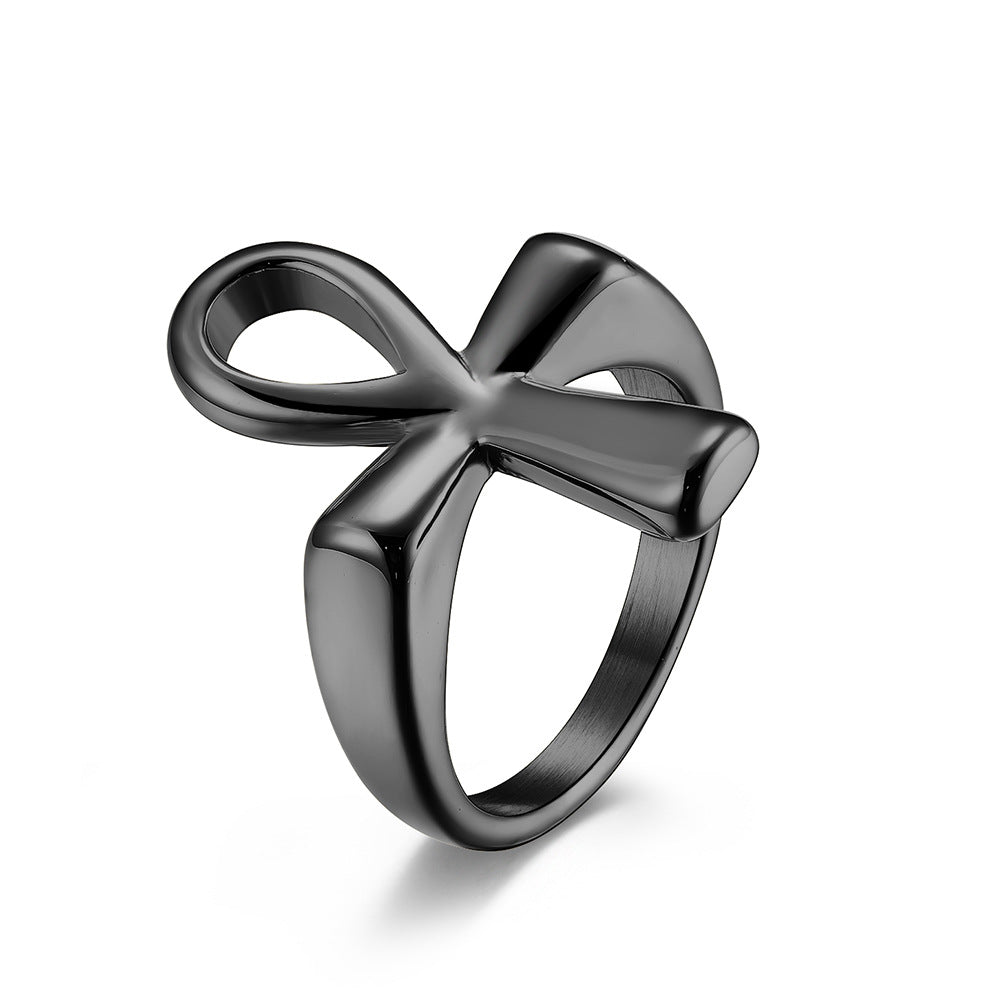 Steel Ring – Vintage Egyptian Anka Cross