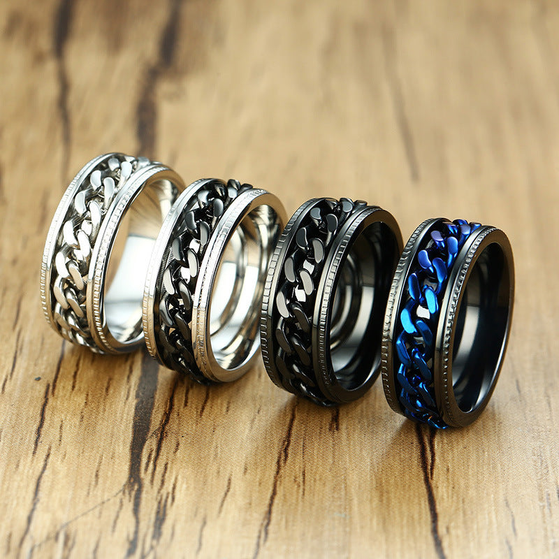 Titanium Steel Open Bottle Ring Rotating Ring for Men