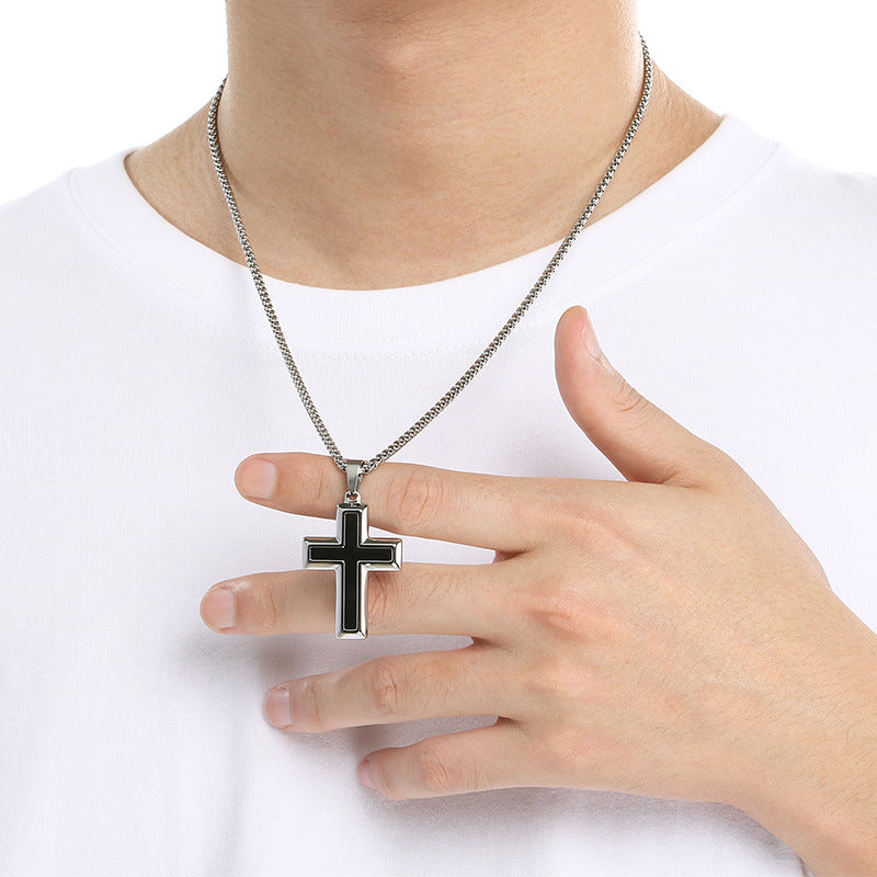 Planderful Stainless Steel Pendant Two Tone Cross Men Retro