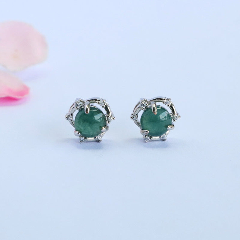 Blue-Water Jadeite Star Trail Stud Earrings
