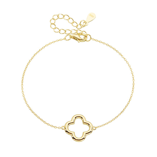 S925 Sterling Silver Simple Hollow Four-Leaf Clover Bracelet