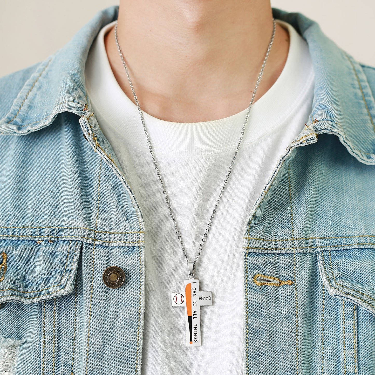 Stainless Steel Cross Pendant Necklace Men's Simple Jewelry