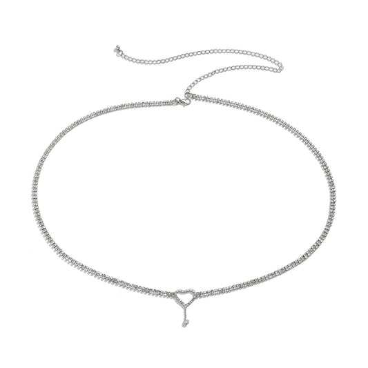 Fashionable Geometric Heart-shaped Chain Body Jewelry Set
